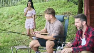 BIG CATCH – Girl fucks two fishermen on the nature