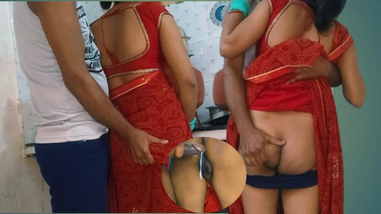 First time kitchen bhabhi painful Red Sadi beautiful bhabhi village