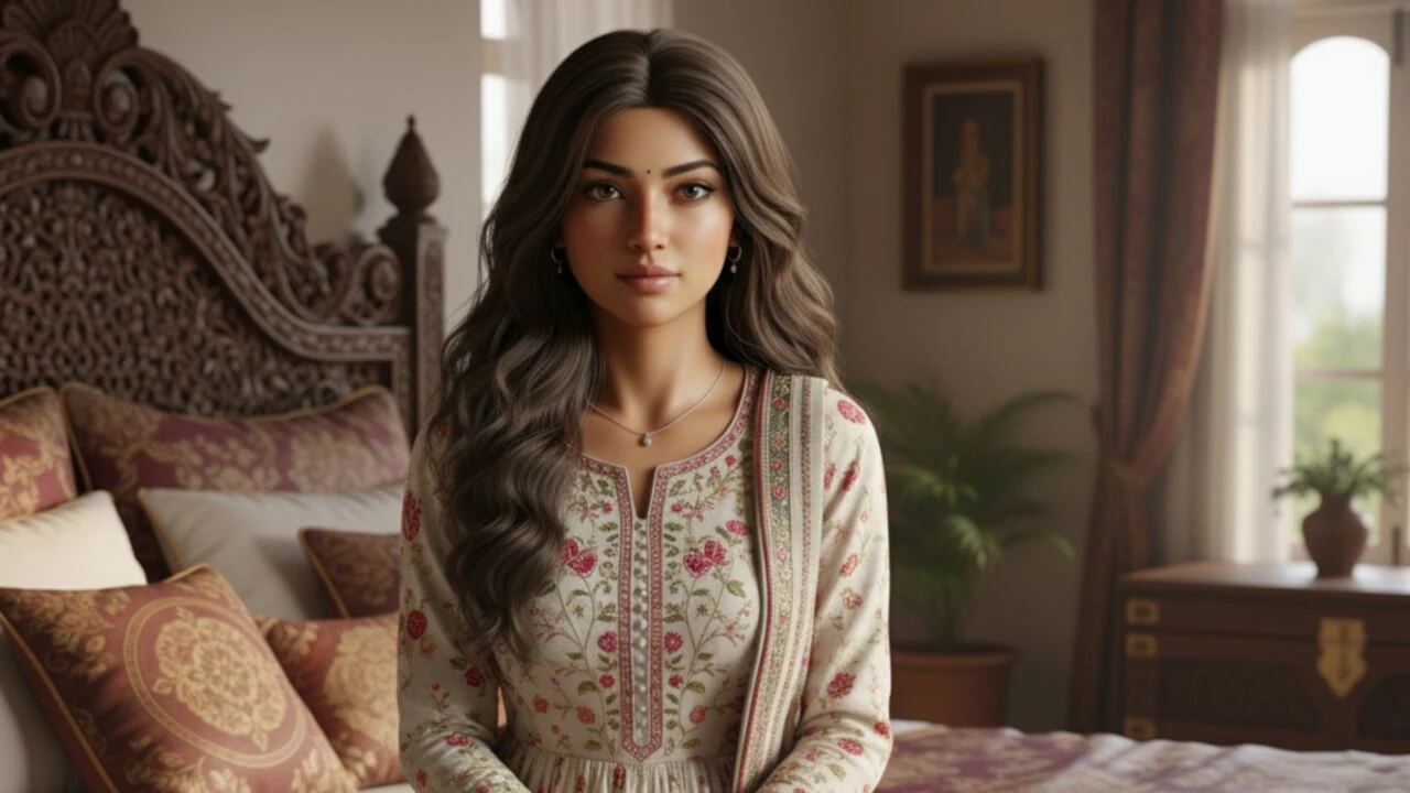 A Indian Desi girl Alon at home, Ai video