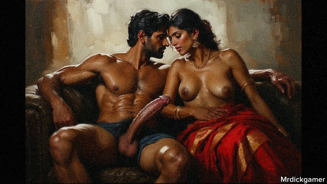 Big cock Indian neighbour marstubating as bhabhi watches and rubs her pussy