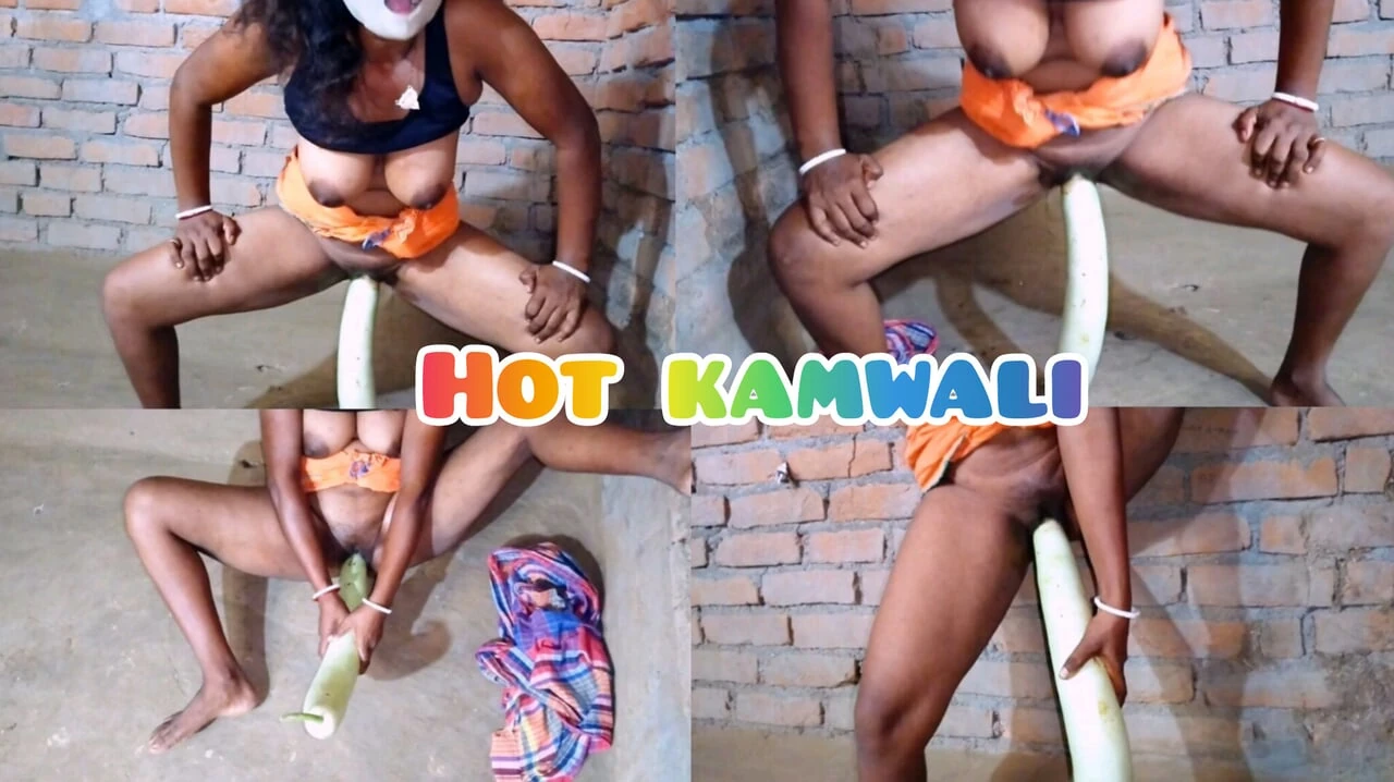 The maid quenched her thirst by putting gourd in the chute.